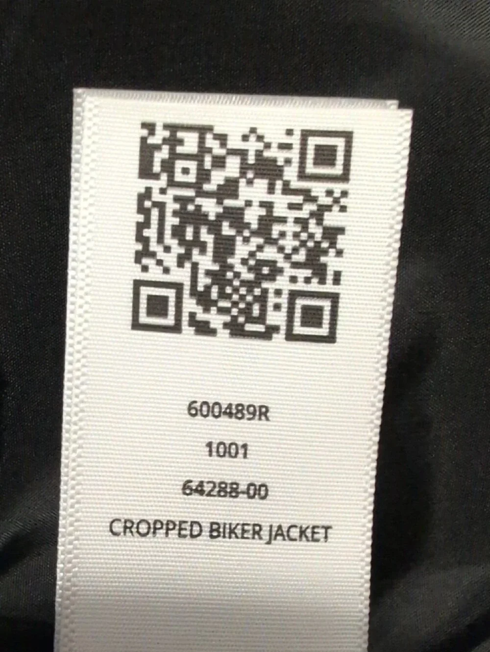 True Religion Black Leather Cropped Biker Jacket with White Racing Stripes